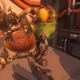 Roadhog is seen holding his gas container in his left hand and his shotgun in his right.